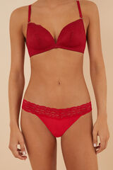 Womensecret Tanga canalé encaje rojo rojo