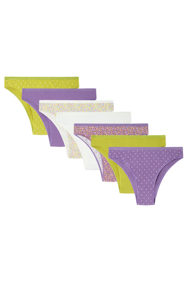 Womensecret Pack de 7 panties brasileñas estampados mezcla algodón estampado