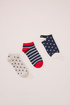 Womensecret Pack de 3 calcetines short con lunares y rayas estampado