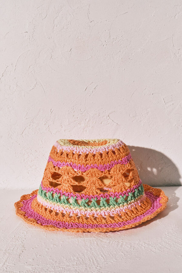 Women'secret Sombrero bucket de crochet multicolor estampado