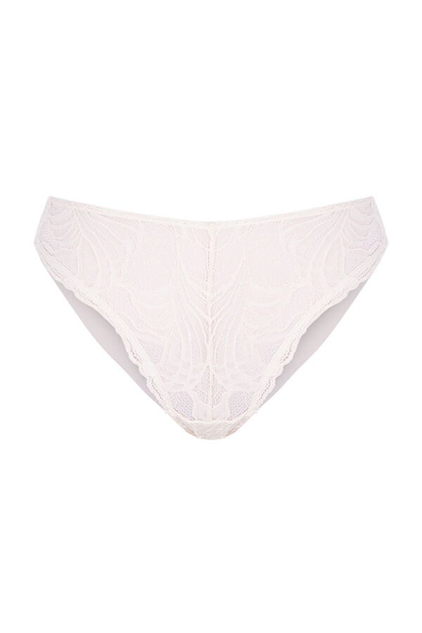 Womensecret Panty clásico microfibra y encaje marfil marfil