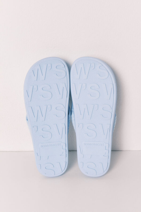 Women'secret Pantuflas con lazo voluminoso azul azul