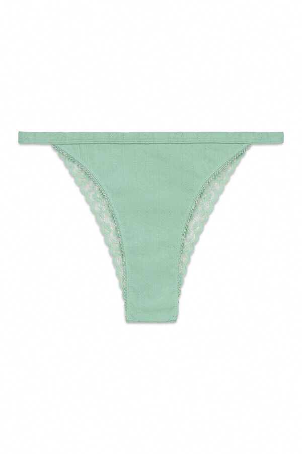 Women'secret Panty brasileño de algodón verde verde