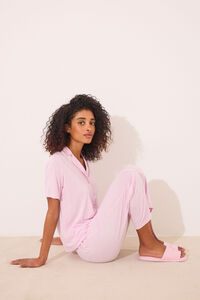Womensecret Pijama camisera Capri de viscosa rosa rosa