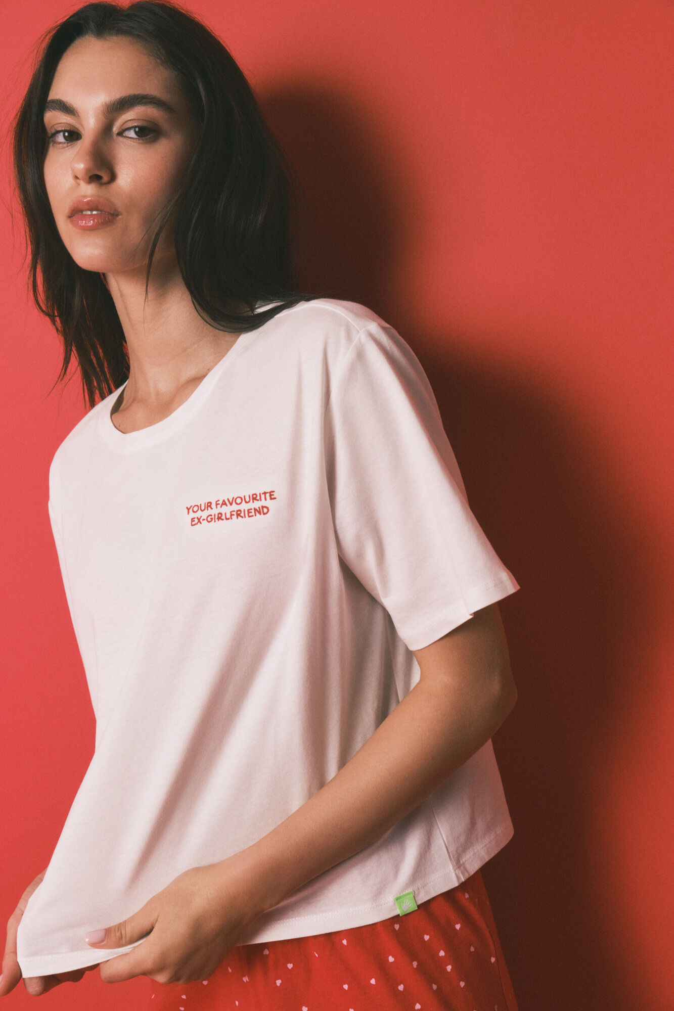 HI&BYE Pijama larga estampada de 100% algod&oacute;n blanca"