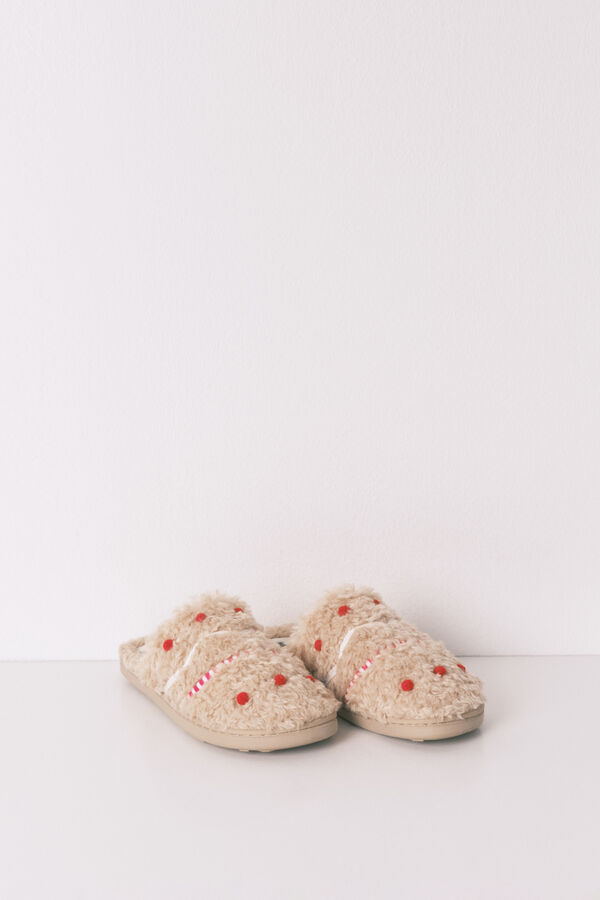 Women'secret Pantuflas para casa beige de borrego de Snoopy café