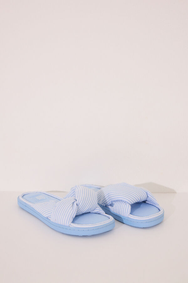Womensecret Pantuflas para casa de seersucker azules azul