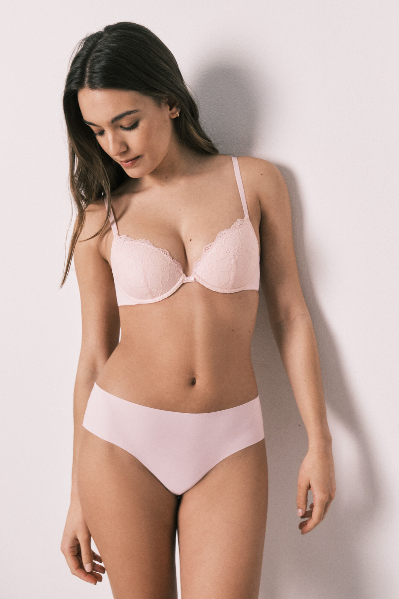 Women'secret Panty brasile&ntilde;o ancho de microfibra y encaje rosa