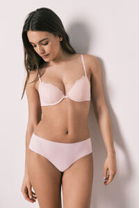 Women'secret Panty brasile&ntilde;o ancho de microfibra y encaje rosa