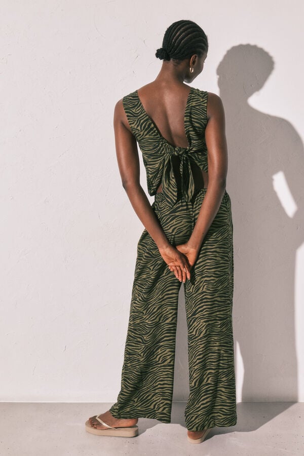 Women'secret Jumpsuit largo animal print negro