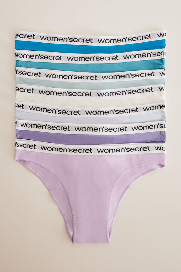 Womensecret Pack 7 bragas brasileñas logo blanco