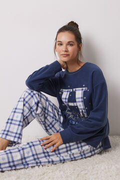 Womensecret Pijama polar cuadros Harry Potter azul