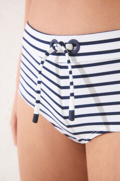 Womensecret Panty de bikini boxer con rayas de color azul marino 