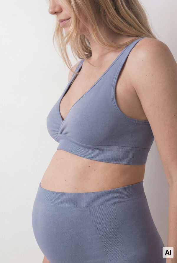 Women'secret Panty de tiro alto maternity azul azul
