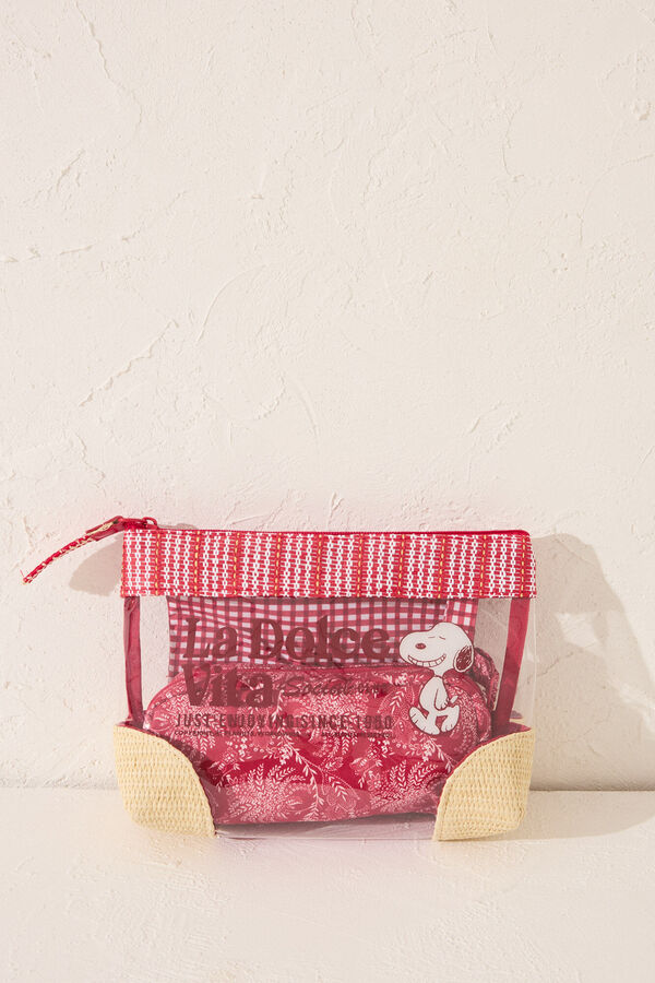 Womensecret Pack de 3 neceseres de rafia de Snoopy rojo