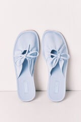 Women'secret Pantunflas de sat&eacute;n azul marino azul