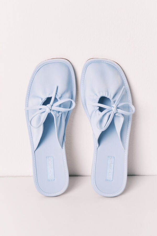 Women'secret Pantunflas de sat&eacute;n azul marino azul