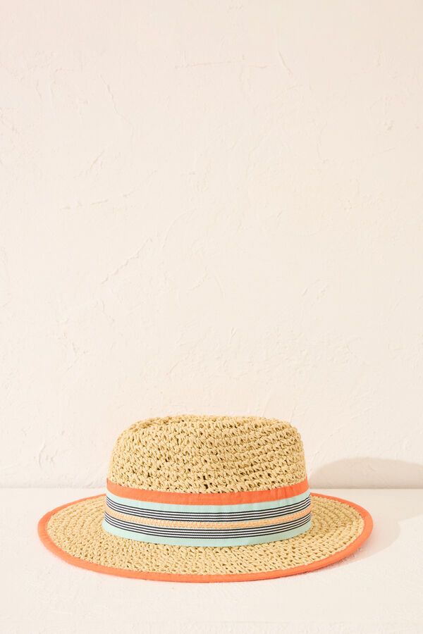 Womensecret Pequeño sombrero de rafia multicolor café