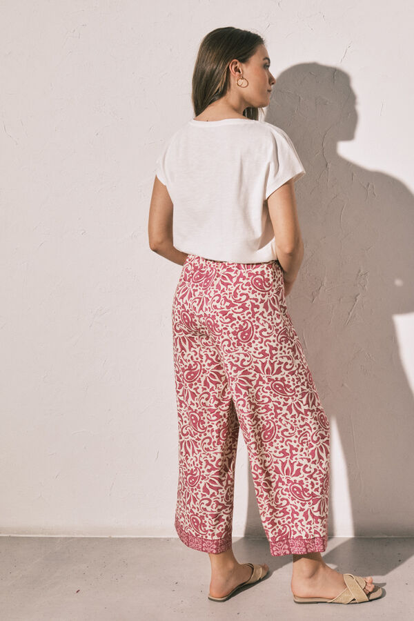 Women'secret Pantal&oacute;n estilo balin&eacute;s estampado boho rosa