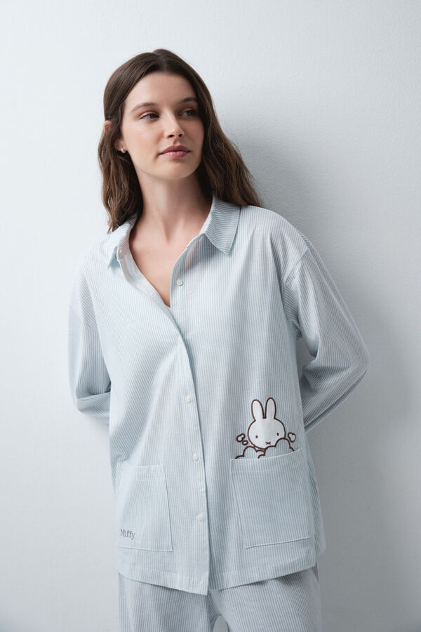 Women'secret Pijama larga camisera de rayas Miffy estampado