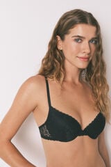 Womensecret GORGEOUS brasier push-up de encaje de flores negro negro