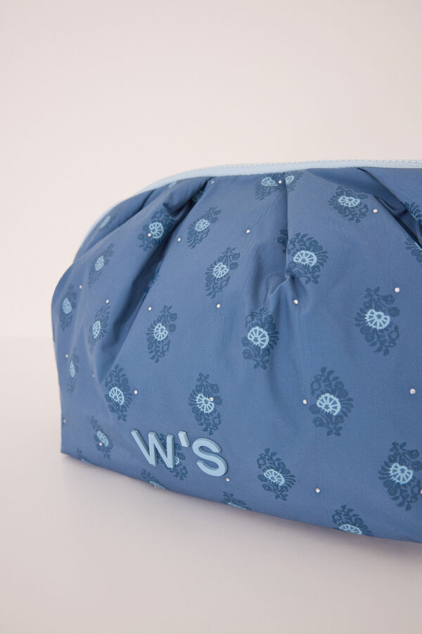 Womensecret Neceser grande acolchado con estampado azul estampado