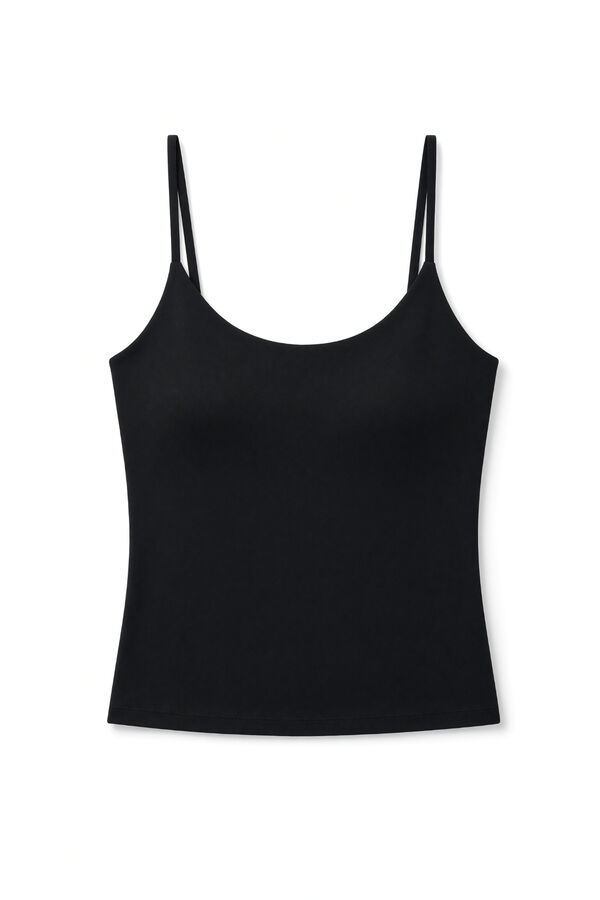Women'secret Playera con copas fijas interiores negra negro