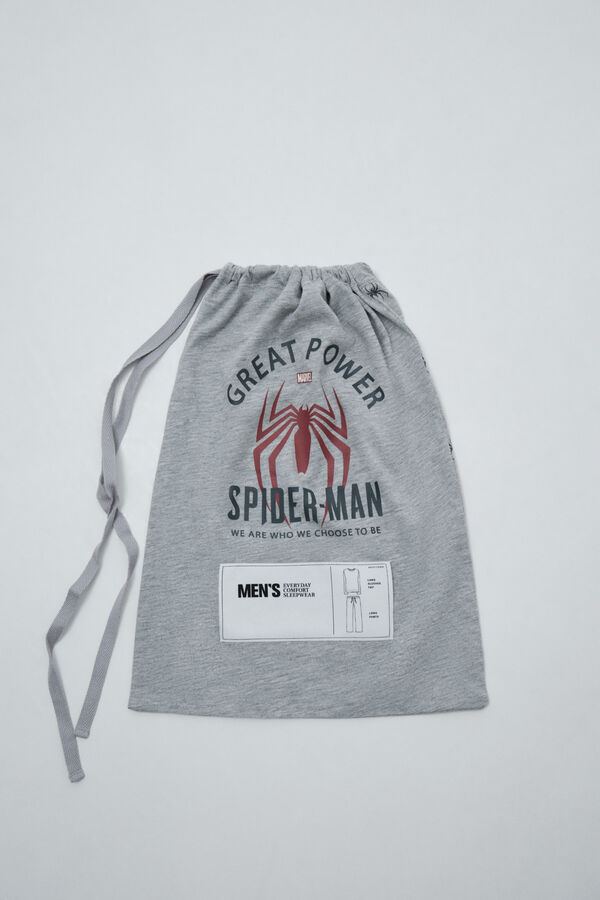Women'secret Pijama larga de algod&oacute;n Spiderman gris
