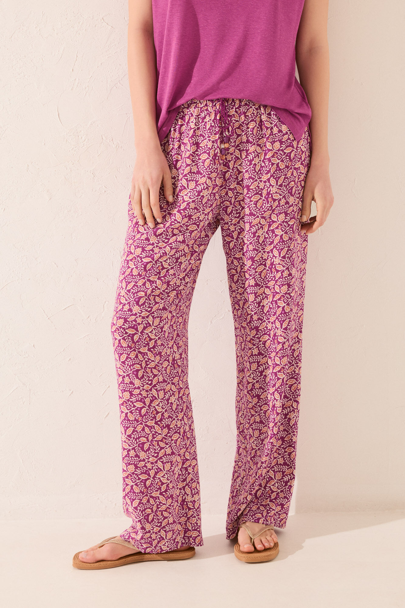 Pantalon Pyjama Femme Viscose Imprimé Feuilles - Confort Doux Et Style Décontracté Women'Secret