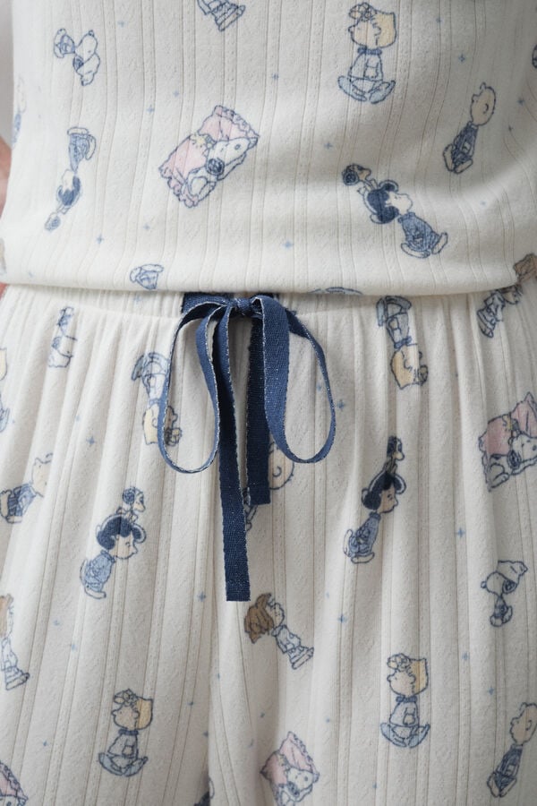 Women'secret Pijama estampada Peanuts manga corta marfil