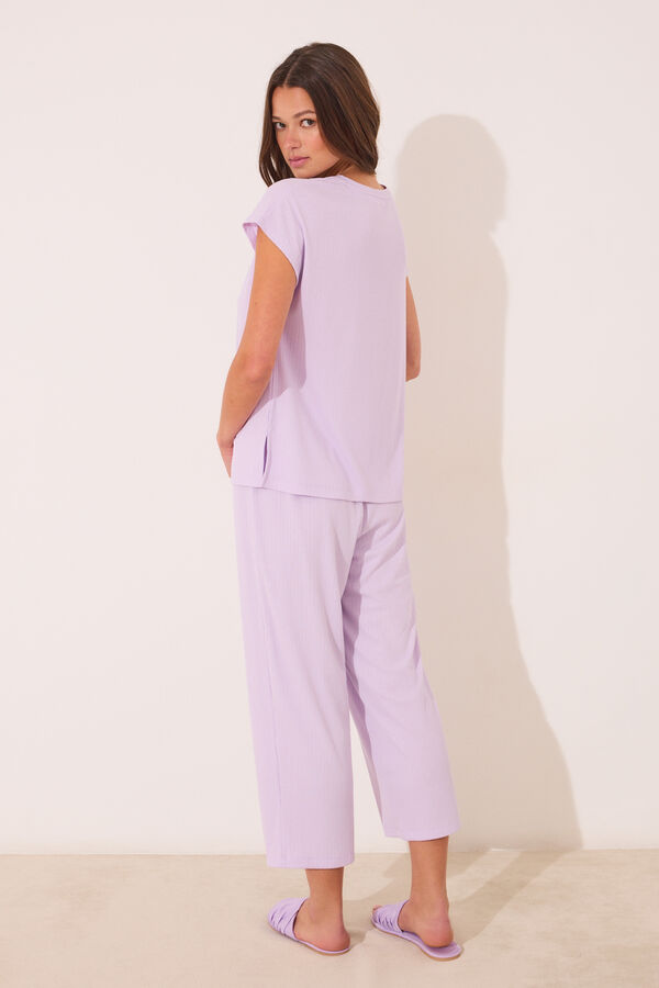 Womensecret Pijama Capri de viscosa acanalada morado/lila