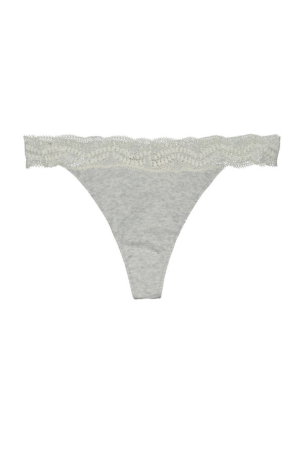 Womensecret Tanga algodón y encaje gris gris