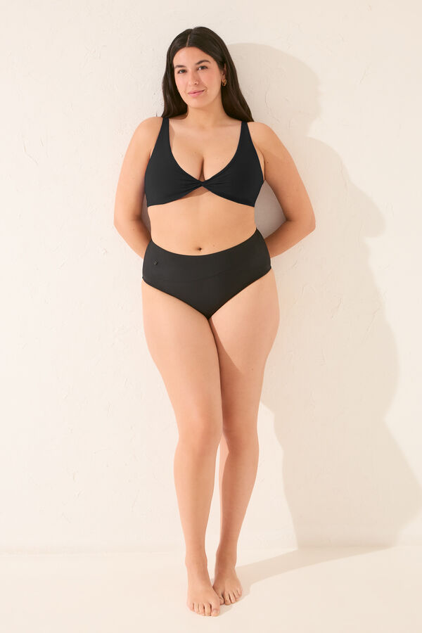 Womensecret Top de bikini con cuello halter y capacidad negra negro