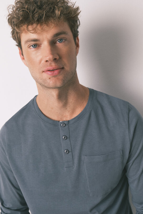 Women'secret Pijama larga de hombre, 100% algod&oacute;n, cuadros verdes verde