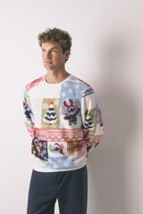 Women'secret Pijama de tejido de forro polar Stitch marfil