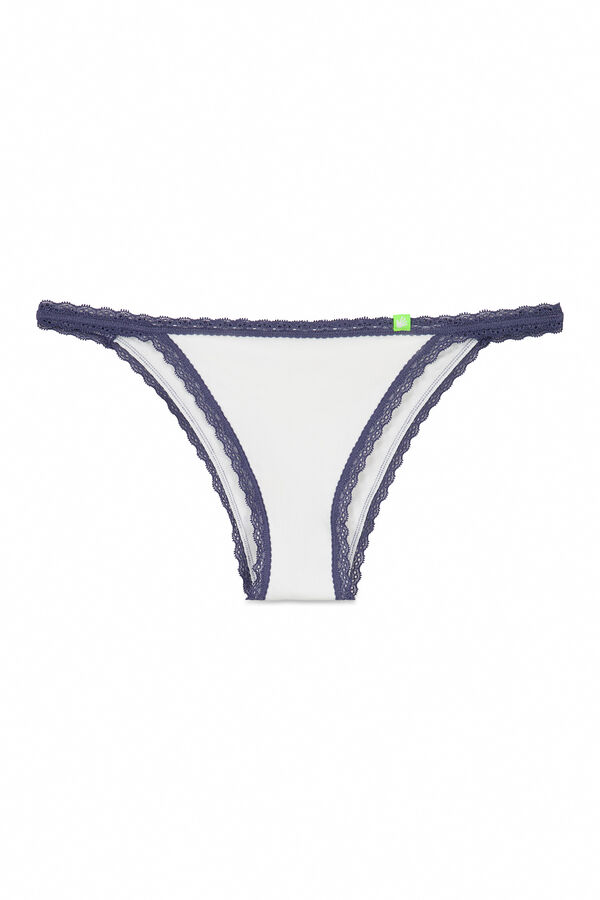 Womensecret Panty brasileño de pointelle blanca sin costuras blanco