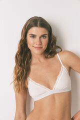 Women'secret Brasier triangular NATURAL de algodón blanco marfil