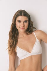 Women'secret Brasier triangular NATURAL de algodón blanco marfil