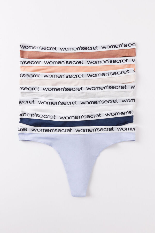 Womensecret Pack 7 tangas algodón logo blanco