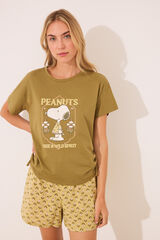 Womensecret Pijama short color caqui de Snoopy kaki
