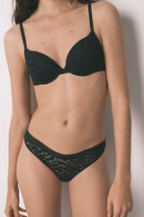 Women'secret Panty cl&aacute;sica de cintura en V de encaje negra negro