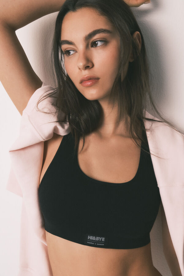 HI&BYE Brasier deportivo sin costuras negro negro
