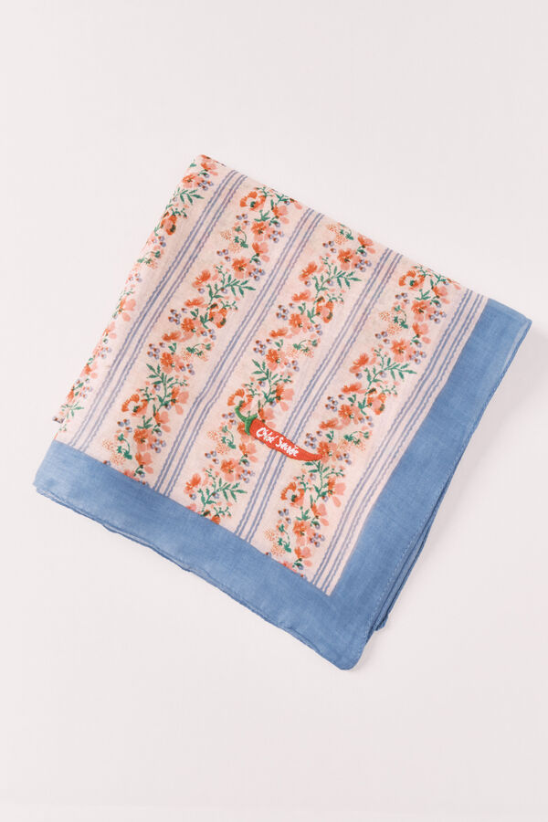 Women'secret Pa&ntilde;uelo estampado de rayas multicolor marfil