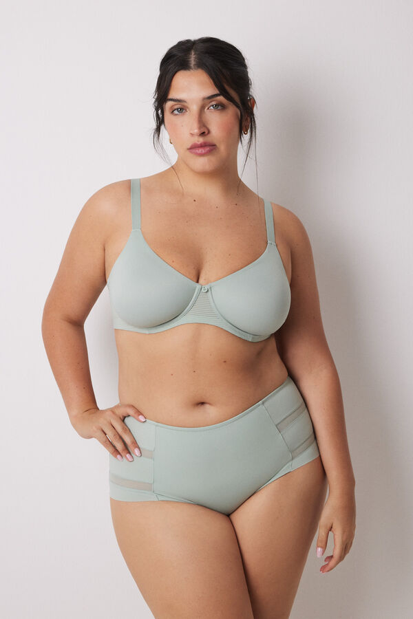 Womensecret Panty alto clásico microfibra verde verde