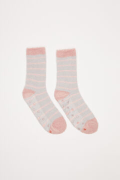 Womensecret Calcetines pelo rayas gris gris