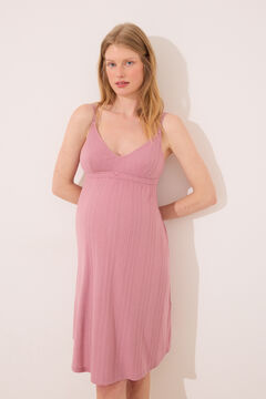 Womensecret Camisón corto "premamá" en pointelle rosa rosa