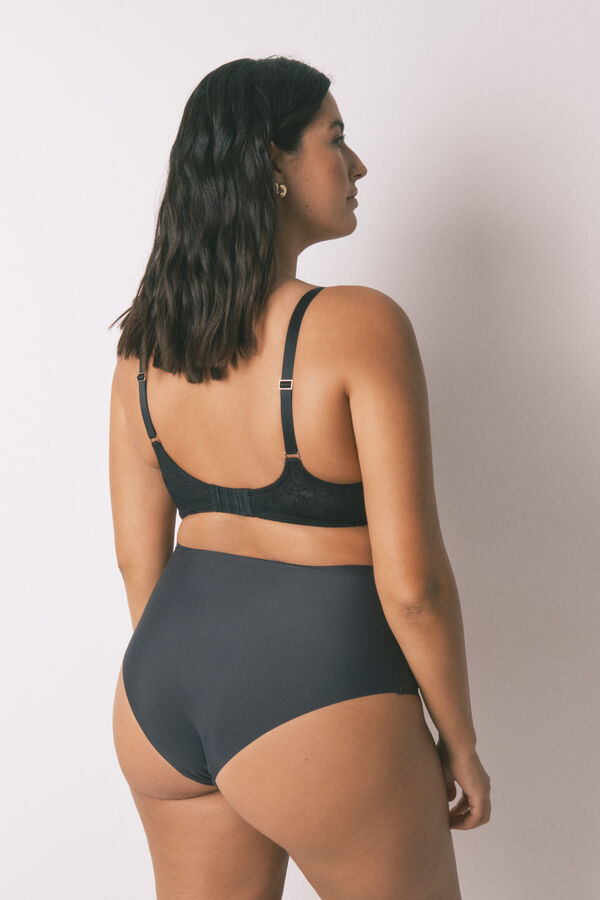 Women'secret Panty alta clásica de microfibra gris gris