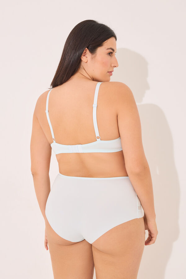 Womensecret Panty alta clásica en microfibra y tul azul azul