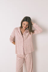 Womensecret Pijama camisera 100% algodón con flores rosas rosa