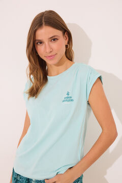 Womensecret Pijama corta 100% algodón flores verdes verde